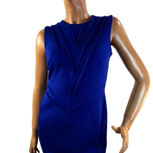 Taylor Siouni And Zar Corp Wowens Dress Size 4 Royal Blue Sleeveless Stretch - Picture 2 of 8